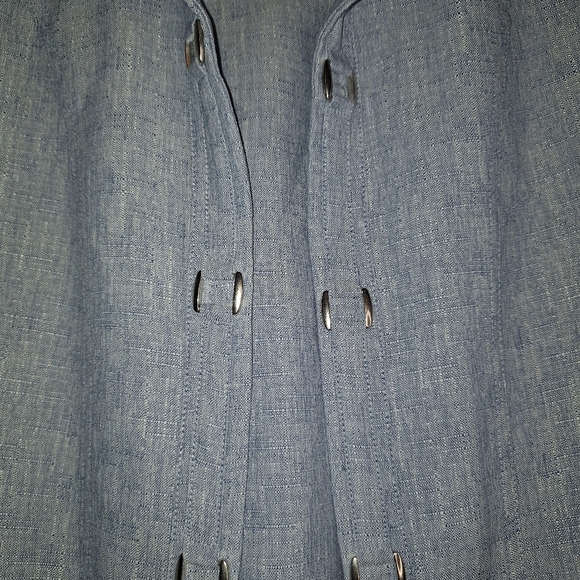 VTG Drapers & Damons Open Front Blue Lightweight Jacket Pockets M 3/4 Sleeve - Picture 5 of 10